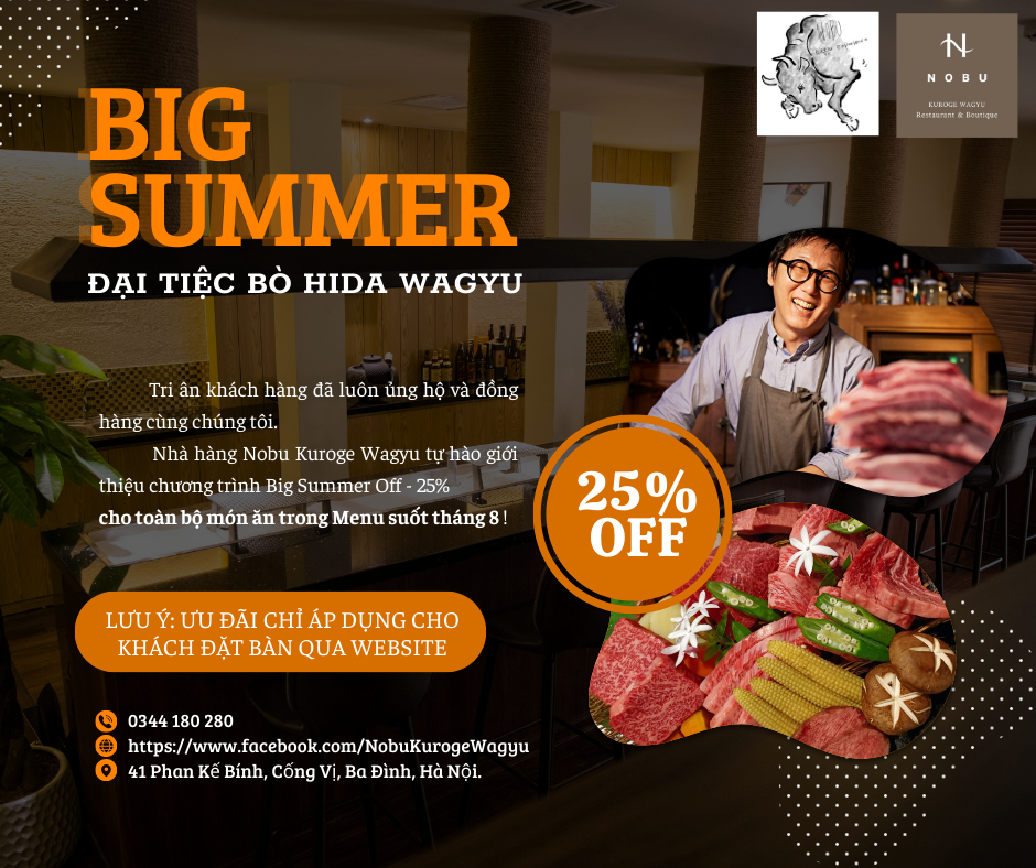 Big Summer Off- Giảm 25% cho toàn bộ món ăn trong Menu trong suốt tháng 8